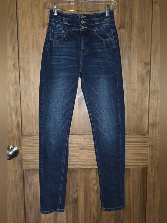 KanCan Denim - KanCan Women’s SuperHigh-Rise Dark Blue Girlfriend Jeans